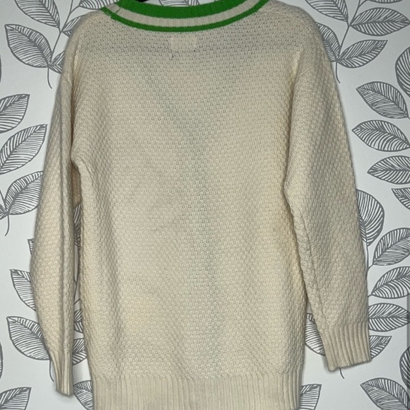 Future Collective Varsity Cardigan Sweater XS Kahlana Barfield Brown Ivory Green - Picture 7 of 12